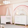 Jogo de Quarto Infantil Cômoda Luna 1 Porta e Berço Evolution Branco Fosco - Reller Móveis