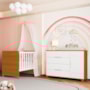 Jogo de Quarto Infantil Cômoda Luna 1 Porta e Berço Evolution Branco Fosco/Savana - Reller Móveis