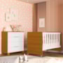 Jogo de Quarto Infantil Cômoda Luna 4 Gavetas e Berço Evolution Branco Fosco/Savana - Reller Móveis 