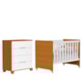 Jogo de Quarto Infantil Cômoda Luna 4 Gavetas e Berço Evolution Branco Fosco/Savana - Reller Móveis 
