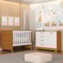 Jogo de Quarto Infantil Cômoda Zaki e Berço Evolution Branco Fosco/Savana - Reller Móveis