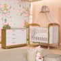 Jogo de Quarto Infantil Cômoda Zaki e Berço Mini Cama Danny Branco Fosco/Savana - Reller Móveis 