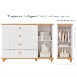 Jogo de Quarto Infantil Cupcake Cômoda 1 Porta e Berço Branco Acetinado/Nature - Permóbili Baby