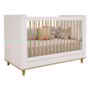 Jogo de Quarto Infantil Cupcake Cômoda 1 Porta e Berço Branco Acetinado/Nature - Permóbili Baby