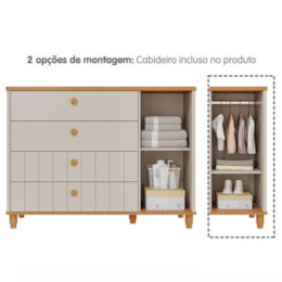 Jogo de Quarto Infantil Cupcake Cômoda 1 Porta e Berço Off White/Nature - Permóbili Baby