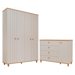Jogo de Quarto Infantil Cupcake Guarda Roupa e Cômoda 1 Porta Off White/Nature - Permóbili Baby Jogo de Quarto Infantil Cupcake Guarda Roupa e Cômoda 1 Porta Off White/Nature - Permóbili Baby