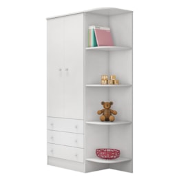 Jogo de Quarto Infantil Doce Sonho Guarda Roupa 2 Portas e Cômoda 1 Porta Branco - Qmovi Jogo de Quarto Infantil Doce Sonho Guarda Roupa 2 Portas e Cômoda 1 Porta Branco - Qmovi