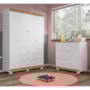 Jogo de Quarto Infantil Duda com Guarda Roupa 4 Portas e Cômoda Branco/Carvalho - Phoenix Baby