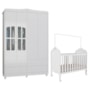Jogo de Quarto Infantil Elô com Janela Guarda Roupa e Berço Branco Brilho - Móveis Peroba