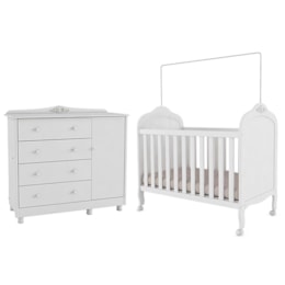 Jogo de Quarto Infantil Elô Cômoda e Berço Branco Brilho - Móveis Peroba Jogo de Quarto Infantil Elô Cômoda e Berço Branco Brilho - Móveis Peroba