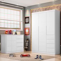 Jogo de Quarto Infantil Eloá com Guarda Roupa e Cômoda Branco - Phoenix Baby  Jogo de Quarto Infantil Eloá com Guarda Roupa e Cômoda Branco - Phoenix Baby