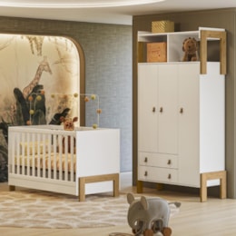 Jogo de Quarto Infantil Fantasia Guarda Roupa e Berço Mini Cama Branco Acetinado - Qmovi Jogo de Quarto Infantil Fantasia Guarda Roupa e Berço Mini Cama Branco Acetinado - Qmovi