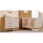 Jogo de Quarto Infantil Flip Cômoda 1 Porta e Berço Americano Areia Fosco/Savana - Reller Móveis