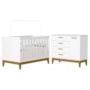 Jogo de Quarto Infantil Flip Cômoda 1 Porta e Berço Americano Branco Fosco - Reller Móveis 