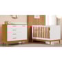 Jogo de Quarto Infantil Flip Cômoda 1 Porta e Berço Americano Branco Fosco/Savana - Reller Móveis