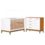 Jogo de Quarto Infantil Flip Cômoda 1 Porta e Berço Americano Branco Fosco/Savana - Reller Móveis