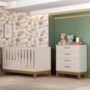 Jogo de Quarto Infantil Flip Cômoda 4 Gavetas e Berço Americano Areia Fosco - Reller Móveis 