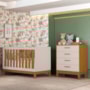 Jogo de Quarto Infantil Flip Cômoda 4 Gavetas e Berço Americano Areia Fosco/Savana - Reller Móveis