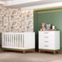 Jogo de Quarto Infantil Flip Cômoda 4 Gavetas e Berço Americano Branco Fosco - Reller Móveis