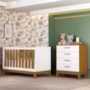 Jogo de Quarto Infantil Flip Cômoda 4 Gavetas e Berço Americano Branco Fosco/Savana - Reller Móveis 