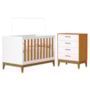 Jogo de Quarto Infantil Flip Cômoda 4 Gavetas e Berço Americano Branco Fosco/Savana - Reller Móveis 