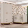 Jogo de Quarto Infantil Flip Guarda Roupa 3 Portas e Berço Americano Areia Fosco - Reller Móveis