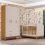 Jogo de Quarto Infantil Flip Guarda Roupa 3 Portas e Berço Americano Areia Fosco/Savana - Reller Móveis
