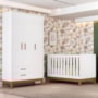 Jogo de Quarto Infantil Flip Guarda Roupa 3 Portas e Berço Americano Branco Fosco - Reller Móveis