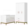 Jogo de Quarto Infantil Flip Guarda Roupa 3 Portas e Berço Americano Branco Fosco - Reller Móveis