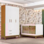 Jogo de Quarto Infantil Flip Guarda Roupa 3 Portas e Berço Americano Branco Fosco/Savana - Reller Móveis