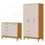 Jogo de Quarto Infantil Flip Guarda Roupa 3 Portas e Cômoda 1 Porta Areia Fosco/Savana - Reller Móveis