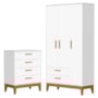 Jogo de Quarto Infantil Flip Guarda Roupa 3 Portas e Cômoda 4 Gavetas Branco Fosco - Reller Móveis