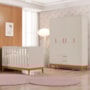 Jogo de Quarto Infantil Flip Guarda Roupa 4 Portas e Berço Americano Areia Fosco - Reller Móveis