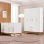 Jogo de Quarto Infantil Flip Guarda Roupa 4 Portas e Berço Americano Branco Fosco - Reller Móveis