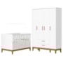 Jogo de Quarto Infantil Flip Guarda Roupa 4 Portas e Berço Americano Branco Fosco - Reller Móveis