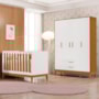 Jogo de Quarto Infantil Flip Guarda Roupa 4 Portas e Berço Americano Branco Fosco/Savana - Reller Móveis