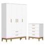Jogo de Quarto Infantil Flip Guarda Roupa 4 Portas e Cômoda 4 Gavetas Branco Fosco - Reller Móveis