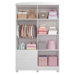 Jogo de Quarto Infantil Fofura Guarda Roupa e Cômoda Branco - Permóbili Baby