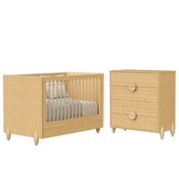 Jogo de Quarto Infantil Gracia Cômoda 4 Gavetas e Berço Americano Naturale - Reller Móveis