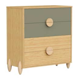 Jogo de Quarto Infantil Gracia Cômoda 4 Gavetas e Berço Americano Oliva/Naturale - Reller Móveis