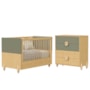 Jogo de Quarto Infantil Gracia Cômoda 4 Gavetas e Berço Americano Oliva/Naturale - Reller Móveis