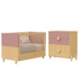 Jogo de Quarto Infantil Gracia Cômoda 4 Gavetas e Berço Americano Rosê/Naturale - Reller Móveis
