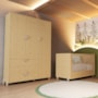 Jogo de Quarto Infantil Gracia Guarda Roupa 3 Portas e Berço Americano Naturale - Reller Móveis
