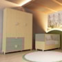 Jogo de Quarto Infantil Gracia Guarda Roupa 3 Portas e Berço Americano Oliva/Naturale - Reller Móveis