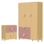 Jogo de Quarto Infantil Gracia Guarda Roupa 3 Portas e Cômoda 4 Gavetas Rosê/Naturale - Reller Móveis