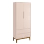 Jogo de Quarto Infantil Guarda Roupa 2 Portas e Cômoda 3 Gavetas Classic Rosa Fosco com Pés Amadeirado - Reller Móveis