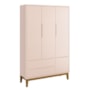 Jogo de Quarto Infantil Guarda Roupa 3 Portas e Cômoda 1 Porta Classic Rosa Fosco com Pés Amadeirado - Reller Móveis