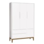 Jogo de Quarto Infantil Guarda Roupa 3 Portas e Cômoda 3 Gavetas Branco Fosco Classic com Pés Amadeirado - Reller Móveis