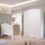 Jogo de Quarto Infantil Guarda Roupa Encanto e Berço Harmonia Branco com Capitonê - Permóbili Baby