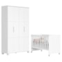 Jogo de Quarto Infantil Guarda Roupa Luna 4 Portas e Berço Evolution Branco Fosco - Reller Móveis